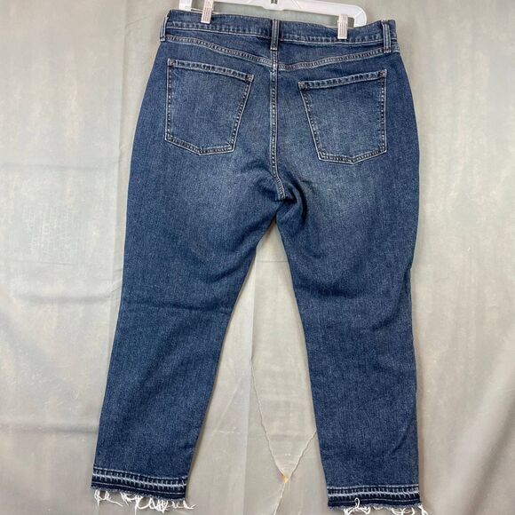 Old Navy Jeans Women Size 12 Blue Boyfriend Fit Frayed Hem Button Zip Fly Casual - Picture 5 of 8
